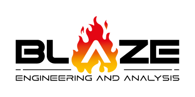 Blaze Engineering and Analysis Logo with white background